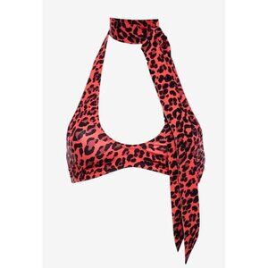 Zimmermann Red Leopard Print Swim Top IT 44 US 6-8 Premium Italian Fabric $179
